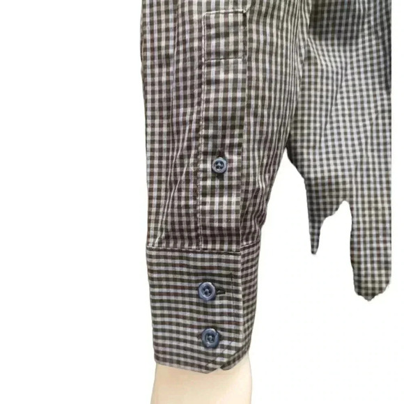 Alfred Sung Non Iron Blue Checkered Dress Shirt Size XL - Picture 4 of 6